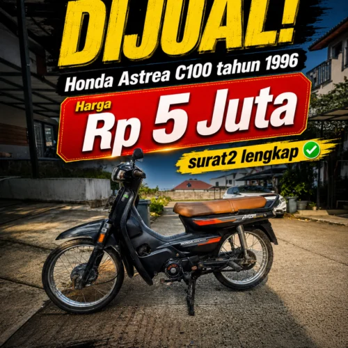 Dijual Honda Astrea C100 tahun 1996 motor tua orisinil di Kecamatan Setu Kota Tangerang Selatan Rp 5 juta
